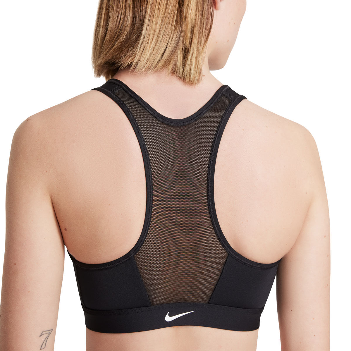 Nike Womens Dri-FIT Swoosh Zip Front Sports Bra Black XS