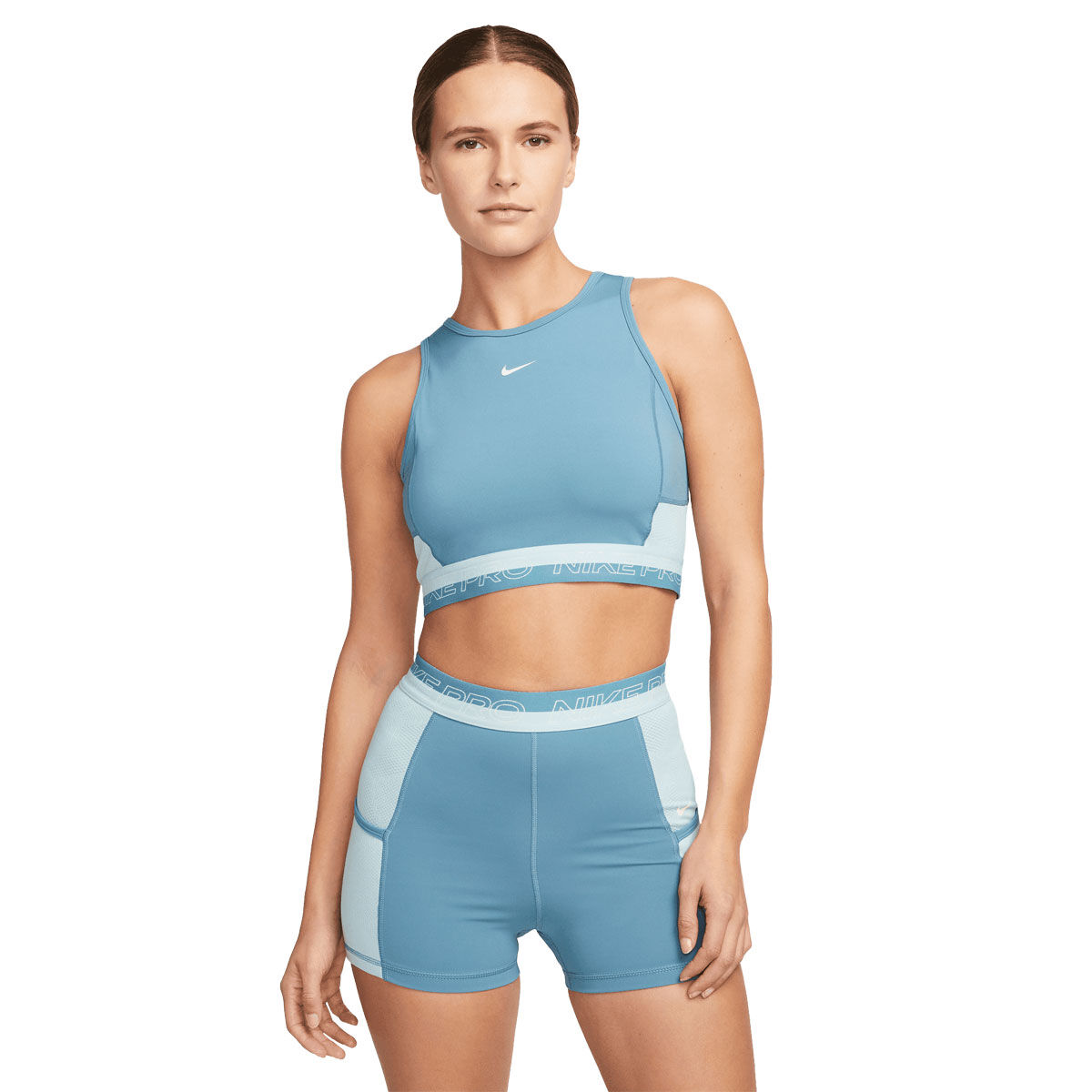 Nike Pro Training Crossover Crop Top In Blue