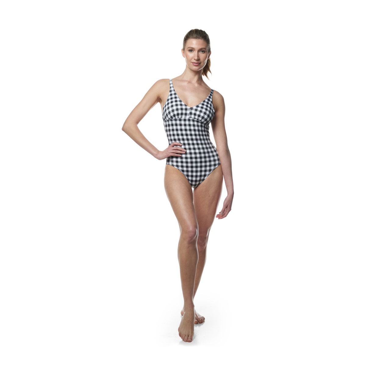 Tahwalhi Womens Gingham One Piece Swimsuit