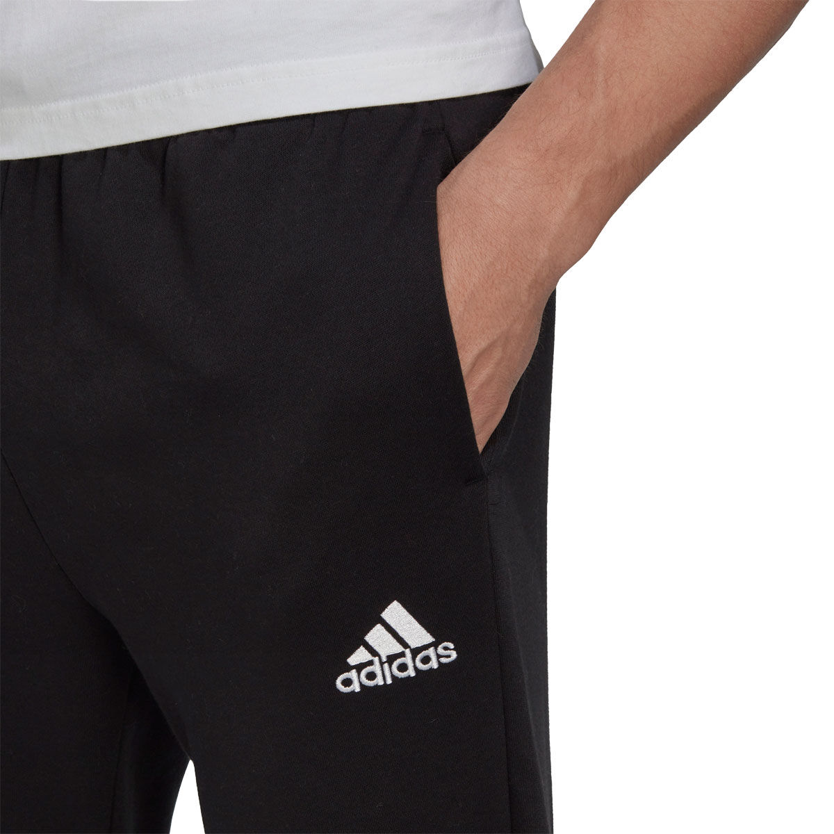 Adidas Pants Mens Large Black Three Stripe Tapered Zip Track