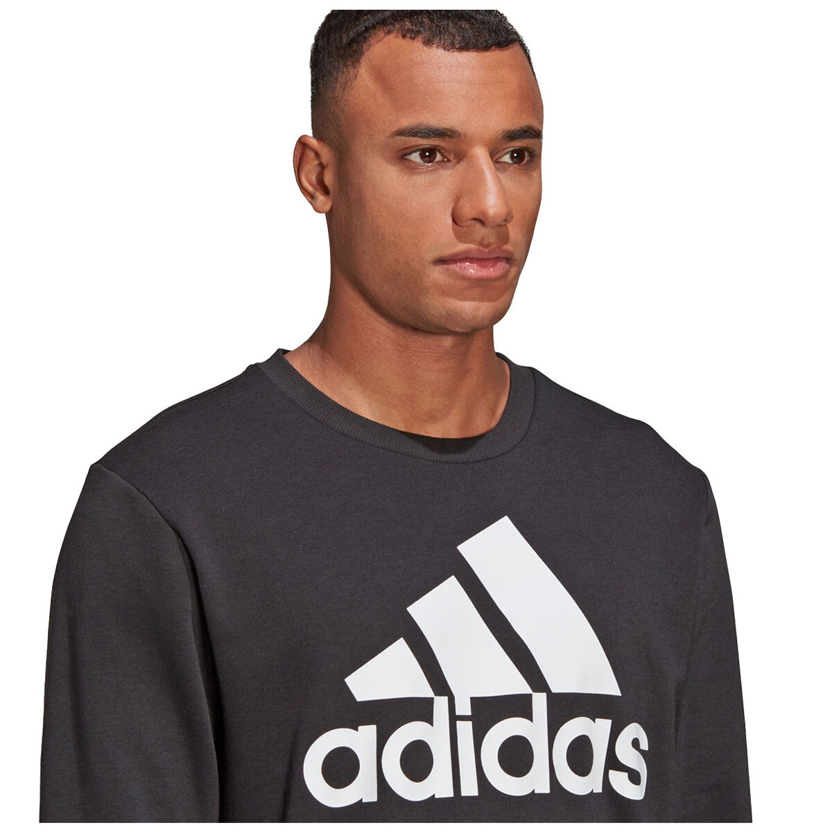 adidas Mens Essentials Big Logo Fleece Crew Sweatshirt Black L, Black, rebel_hi-res