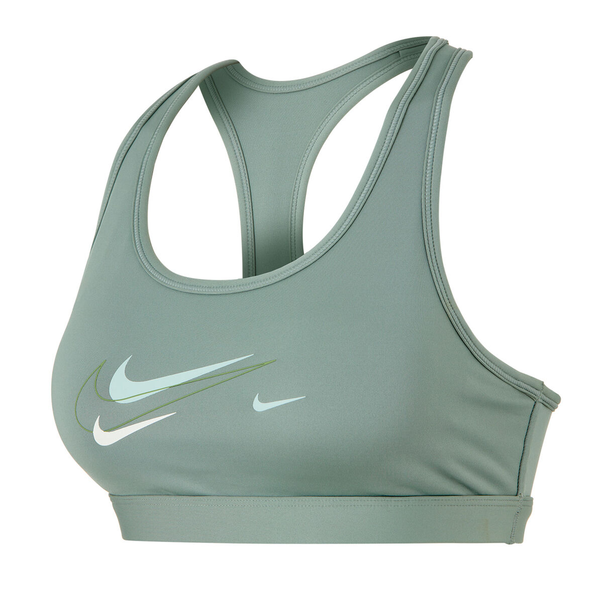 Nike Womens Dri-FIT Swoosh Medium Support Padded Sports Bra, Green, rebel_hi-res