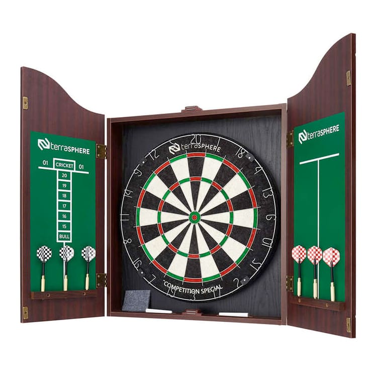 Terrasphere Dartboard & Cabinet Set