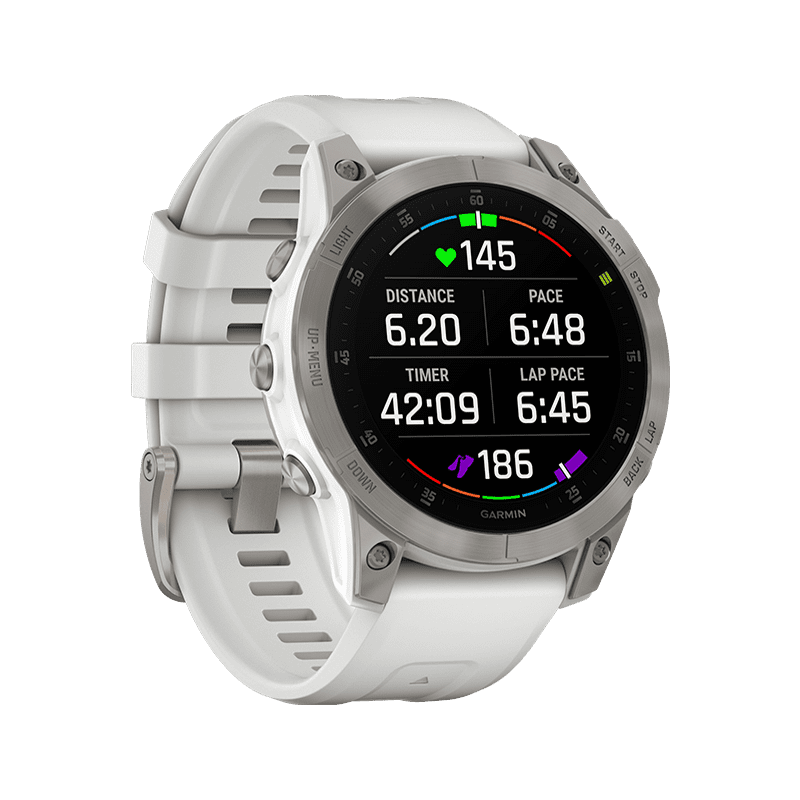 Garmin Forerunner 955 GPS Running Smartwatch Whitestone Adult Unisex with  White EarBuds 